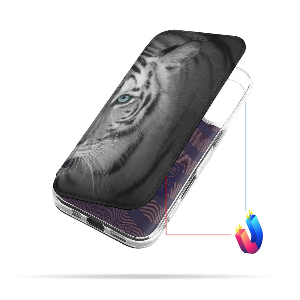 Stand Case Hoesje Apple iPhone 17 Tijger Witte Tijger print zijaanzicht
