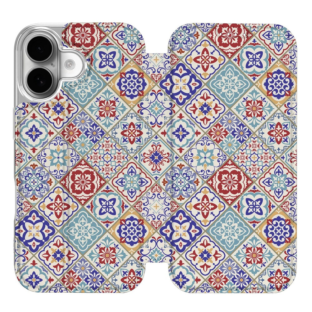 Wallet Case Apple iPhone 17 Tiles Color design tiles kleur voorkant