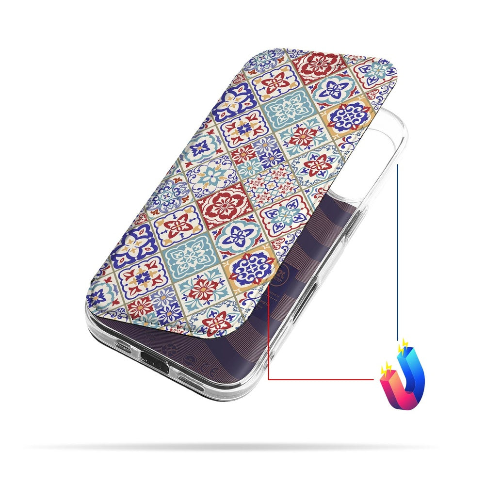Wallet Case Apple iPhone 17 Tiles Color design hoesje aanzicht