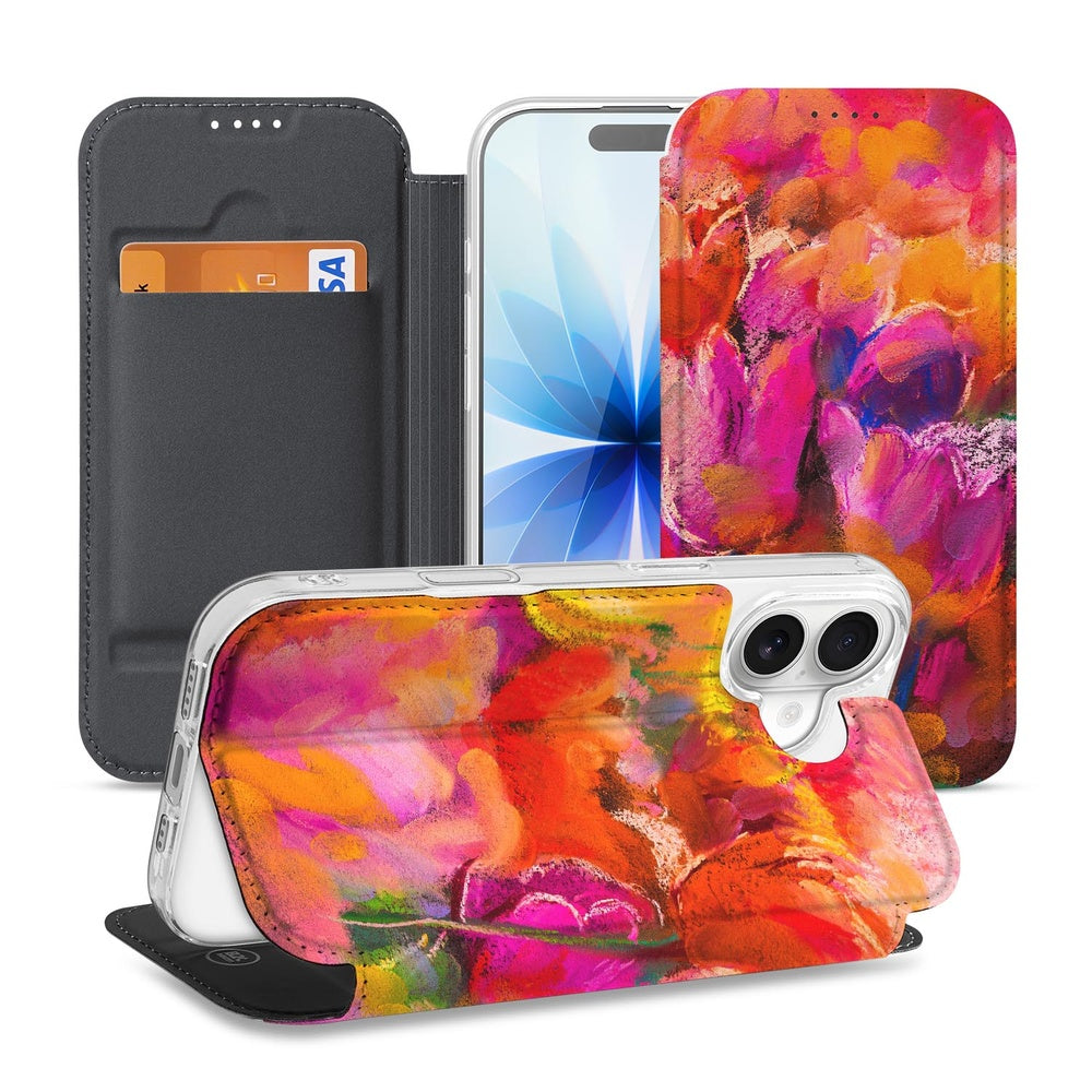 Book Case Apple iPhone 17 Tulips designkleur voorkant achterkant aanzicht