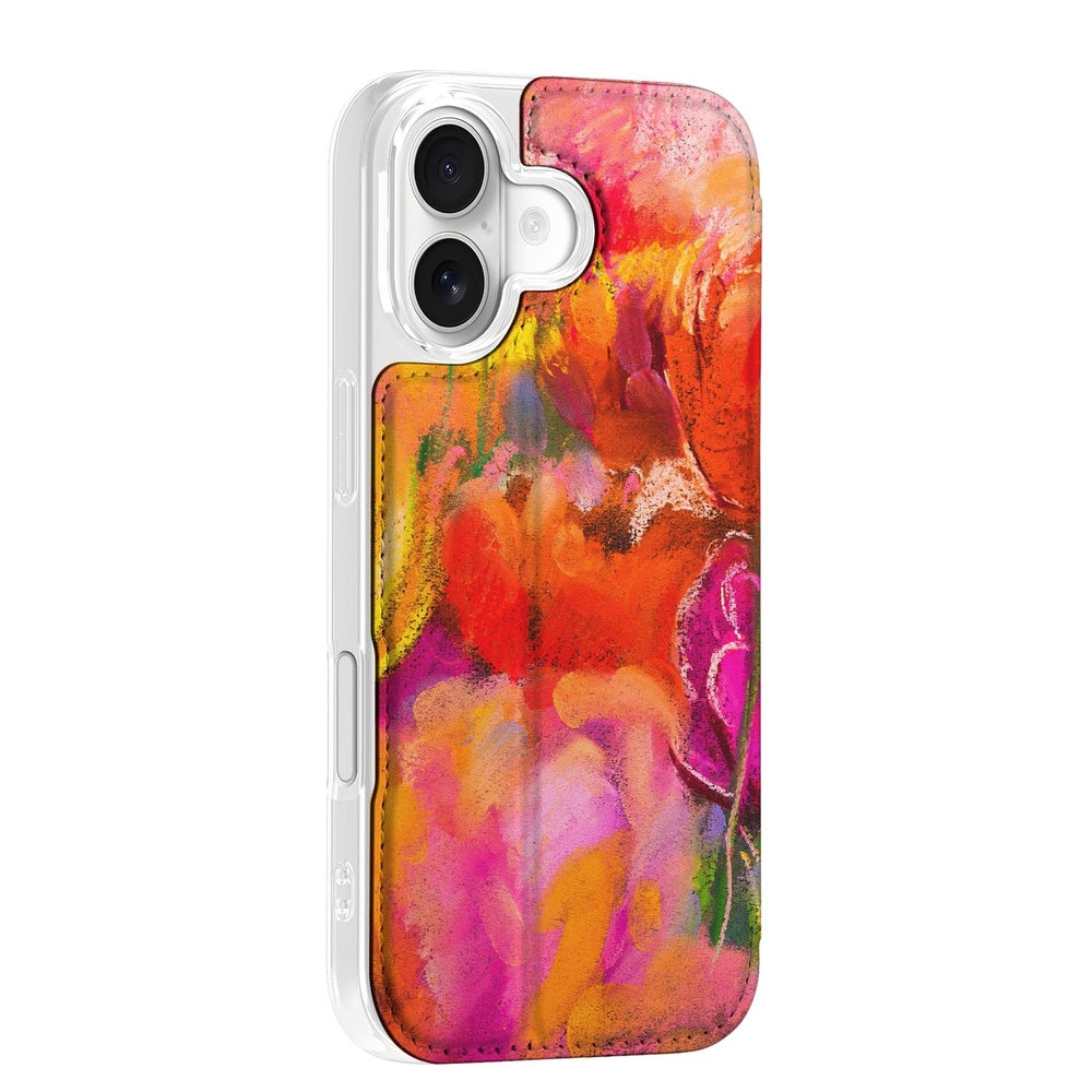Book Case Apple iPhone 17 Tulips kleurrijk ontwerp aanzicht