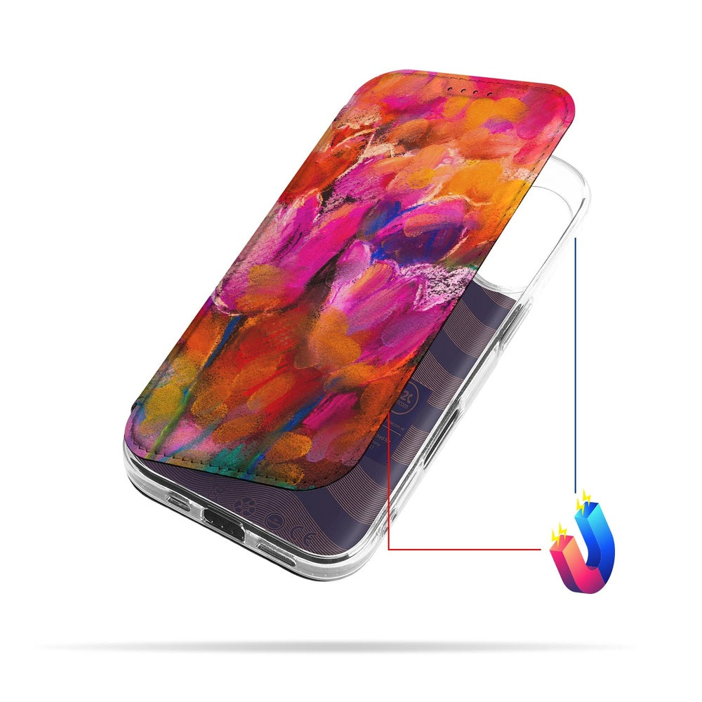 Book Case Apple iPhone 17 Tulips design voorkant kleurrijk