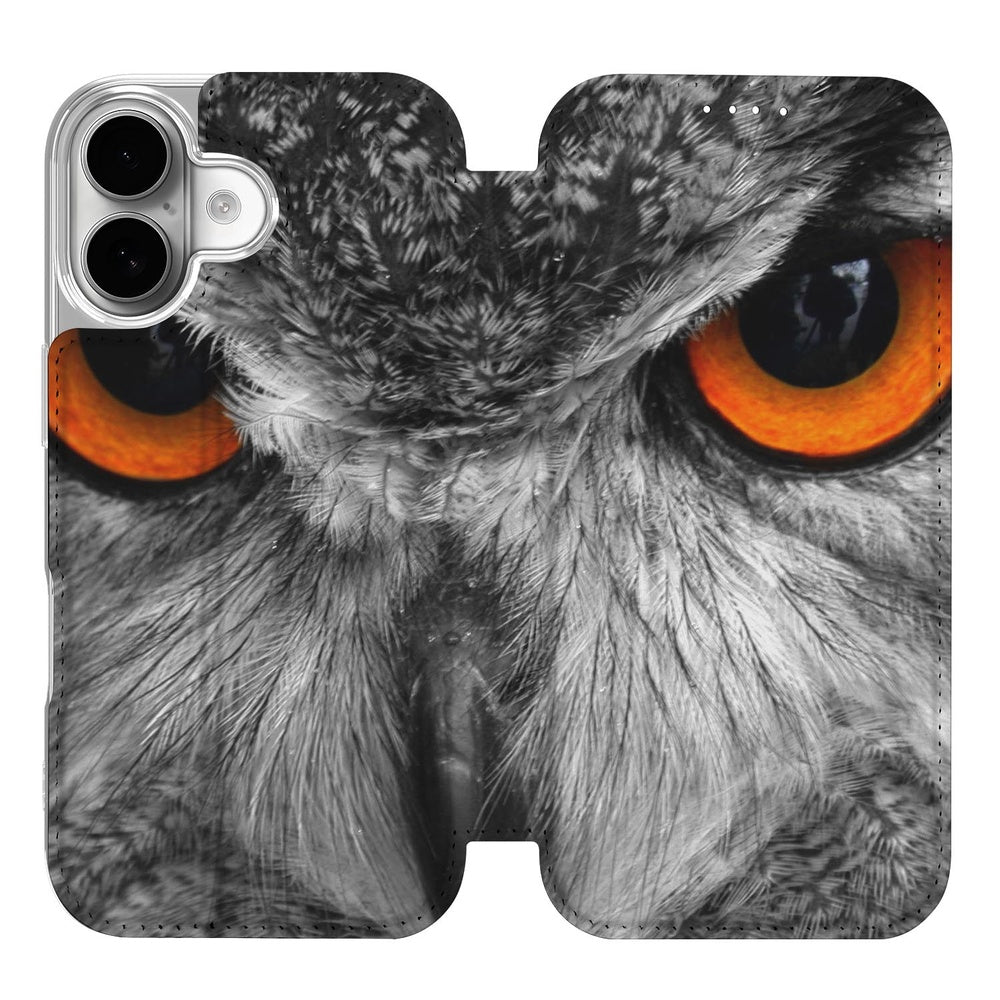 Book Case Apple iPhone 17 Uil uil-print design voorkant