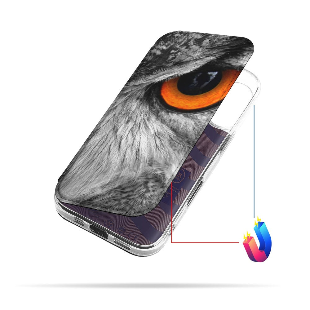 Book Case Apple iPhone 17 Uil uil-print design aanzicht