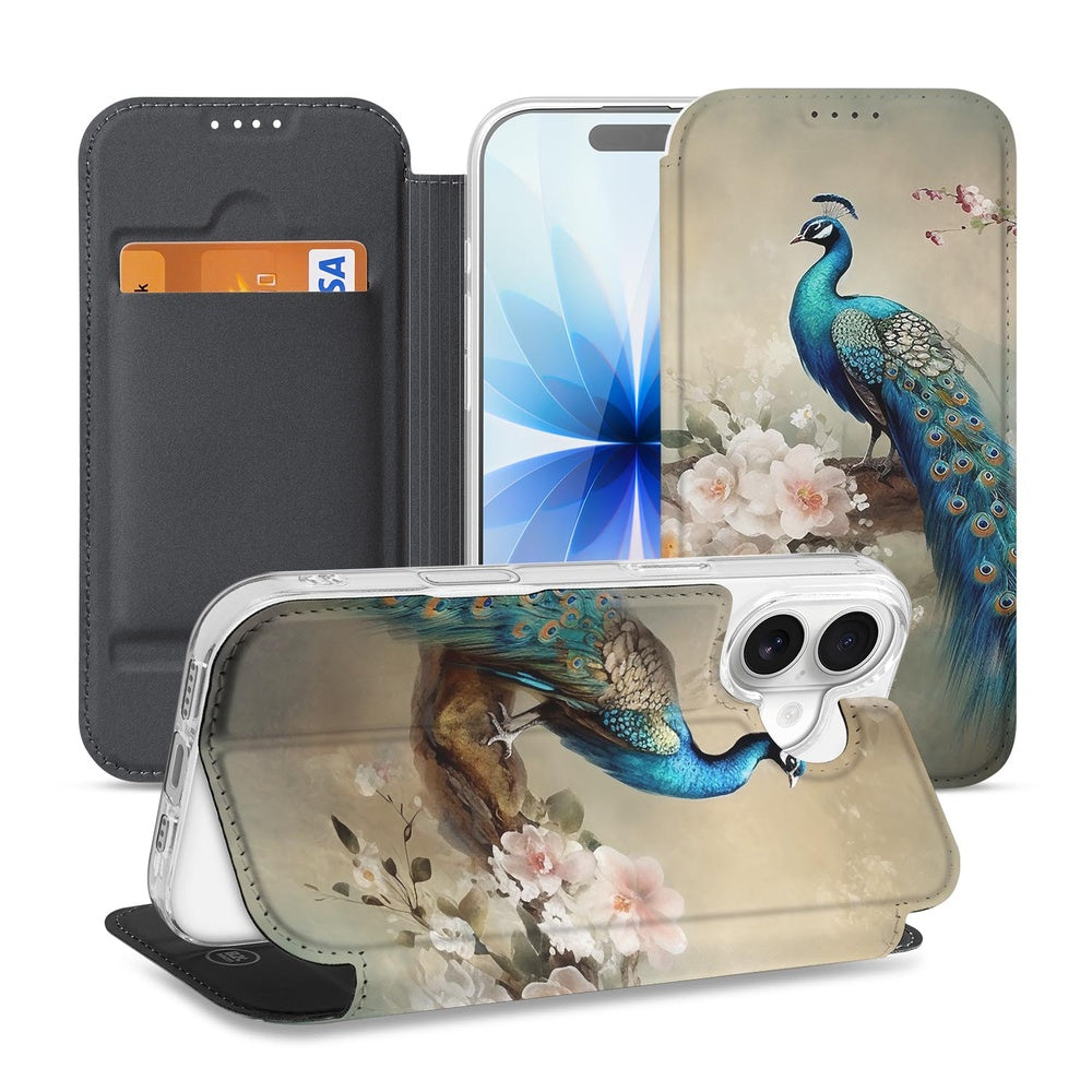Apple iPhone 17 Standcase Hoesje Vintage Pauwen vintage pauwenprint standfunctie smartphone