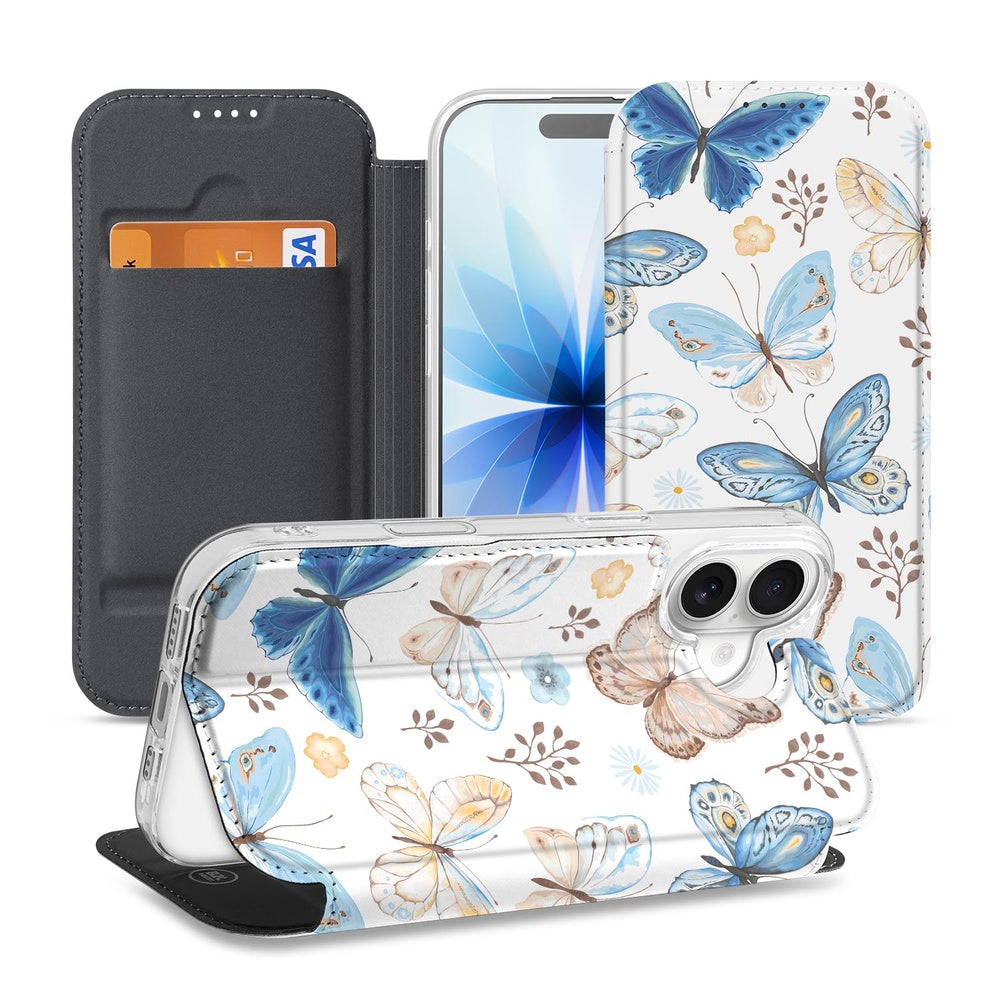 Apple iPhone 17 Flip Style Cover Vlinder vlinderprint ontwerp aanzicht