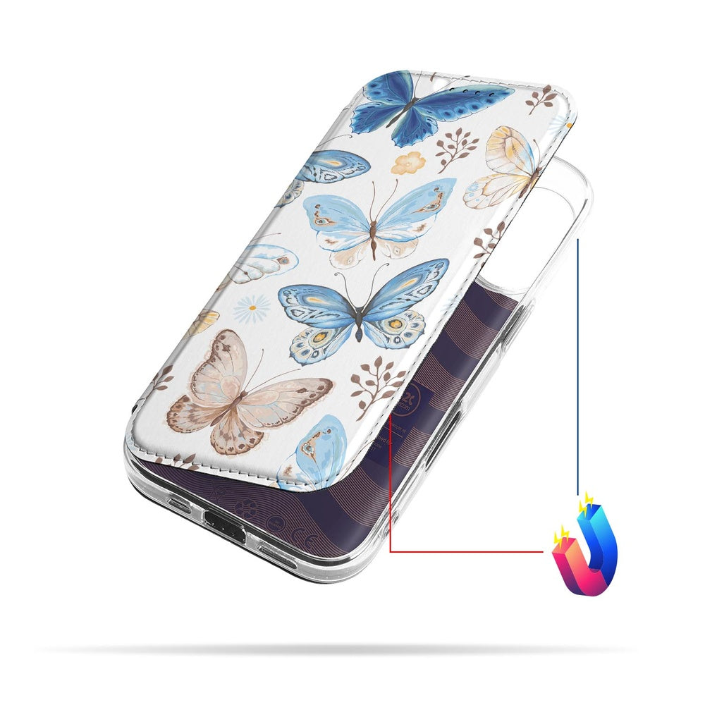 Apple iPhone 17 Flip Style Cover Vlinder vlinderprint design zijaanzicht