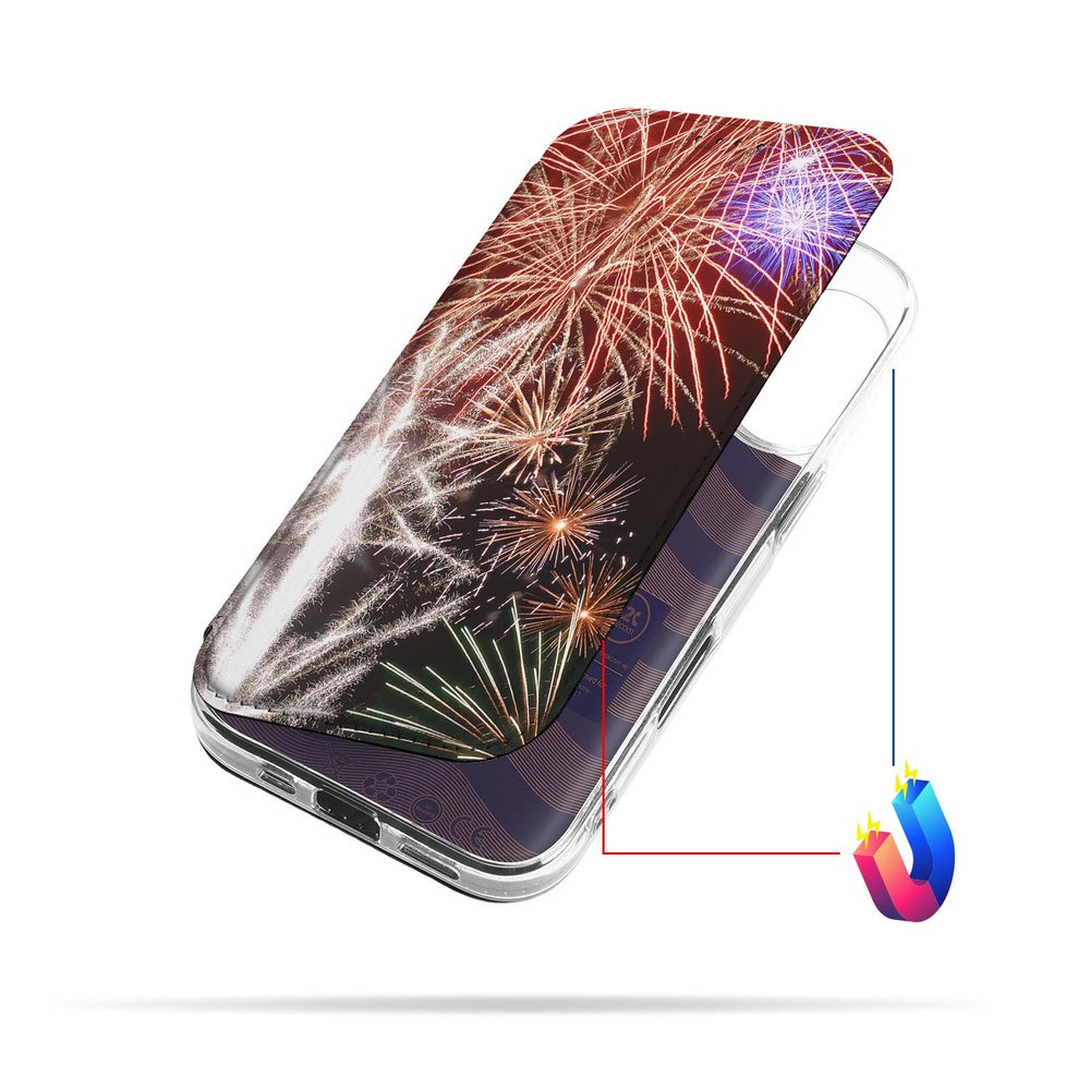 Apple iPhone 17 Stand Case Hoesje Vuurwerk vuurwerk design aanzicht