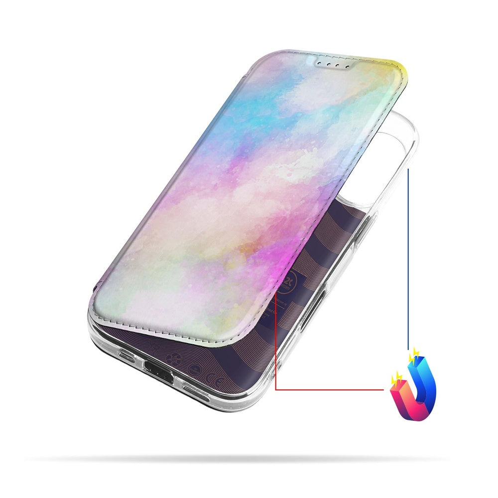Apple iPhone 17 Wallet Case Watercolor Light boekcase bovenaanzicht