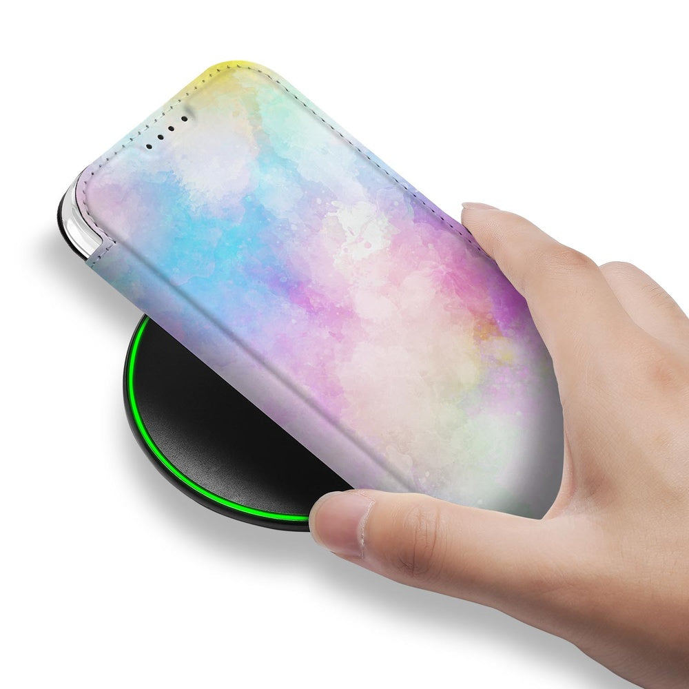 Apple iPhone 17 Wallet Case Watercolor Light kleurverloop hand oplaadstandaard