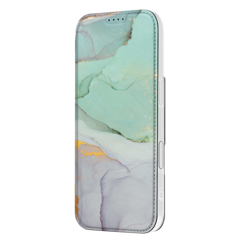 Apple iPhone 17 Book Case Watercolor Mix boekhoes turquoise gemengd zijaanzicht