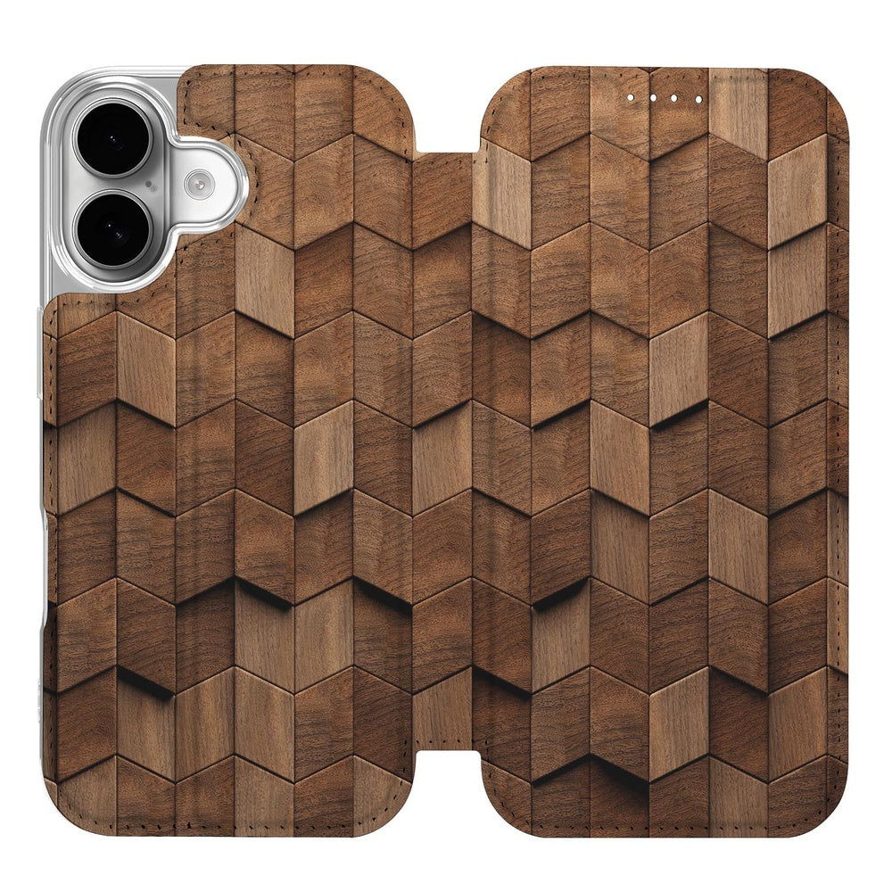 Apple iPhone 17 Bookcase Wooden Cubes design houten kubuspatroon aanzicht