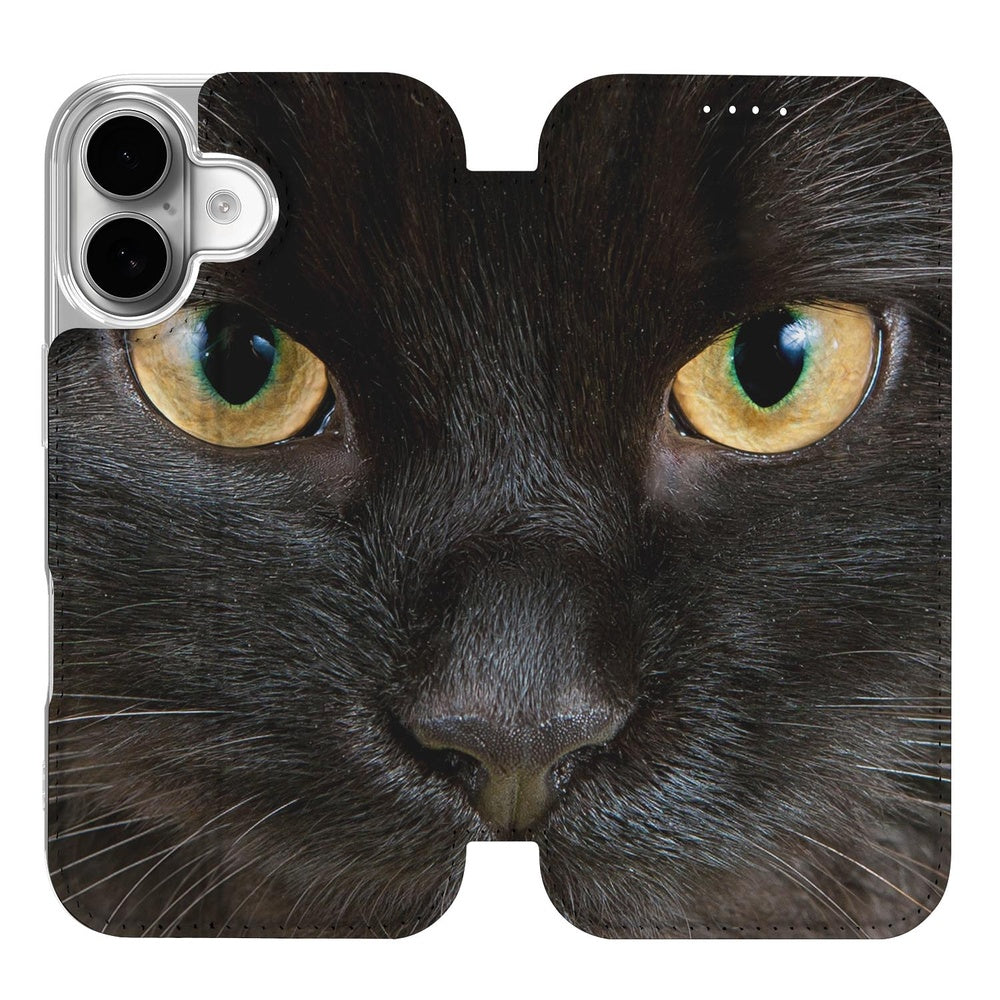 Apple iPhone 17 Book Wallet Case Zwarte Kat kattenprint voorkant