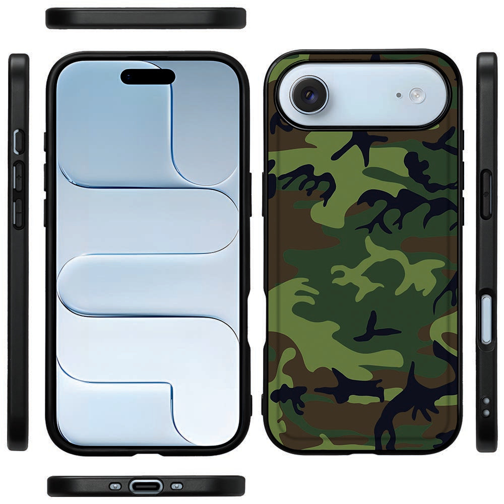 Apple iPhone Air Telefoonhoesje Army Dark camouflage voorkant zijkant