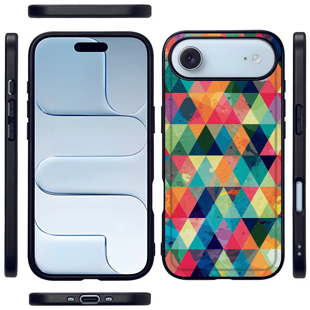 Apple iPhone Air Back Cover Geruit kleurrijk geometrisch design zij-aanzicht