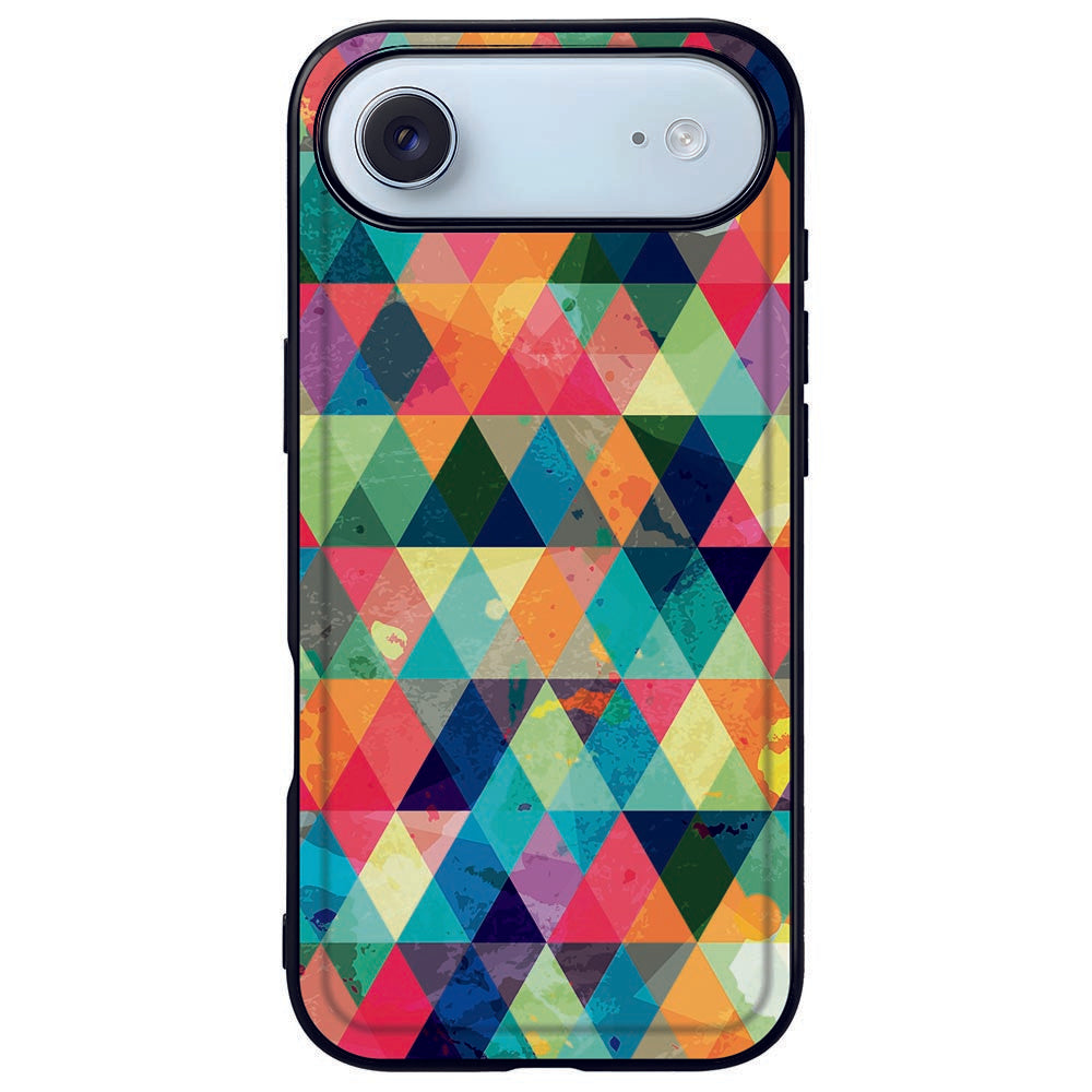 Apple iPhone Air Back Cover Geruit hoesje kleurrijk driehoekpatroon vooraan