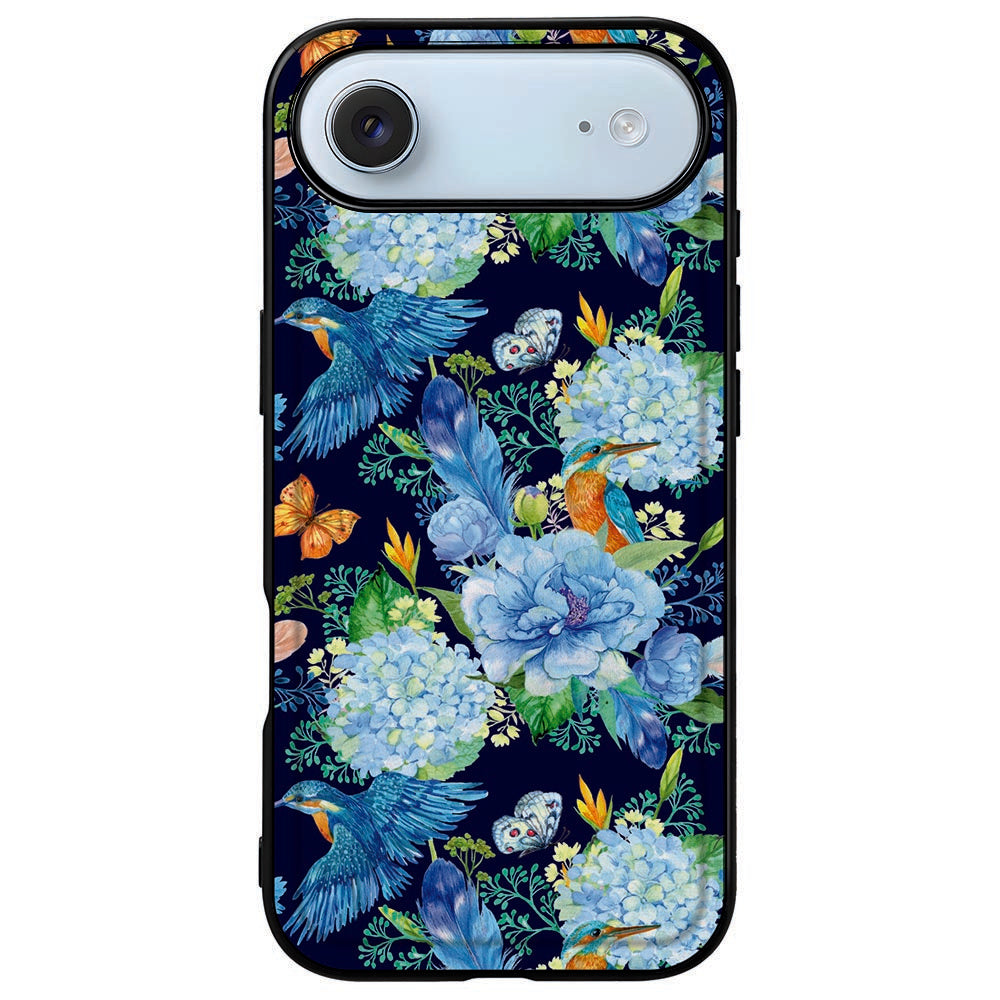 Apple iPhone Air Back Cover Ijsvogel designhoesje voorkant bloemen vogels