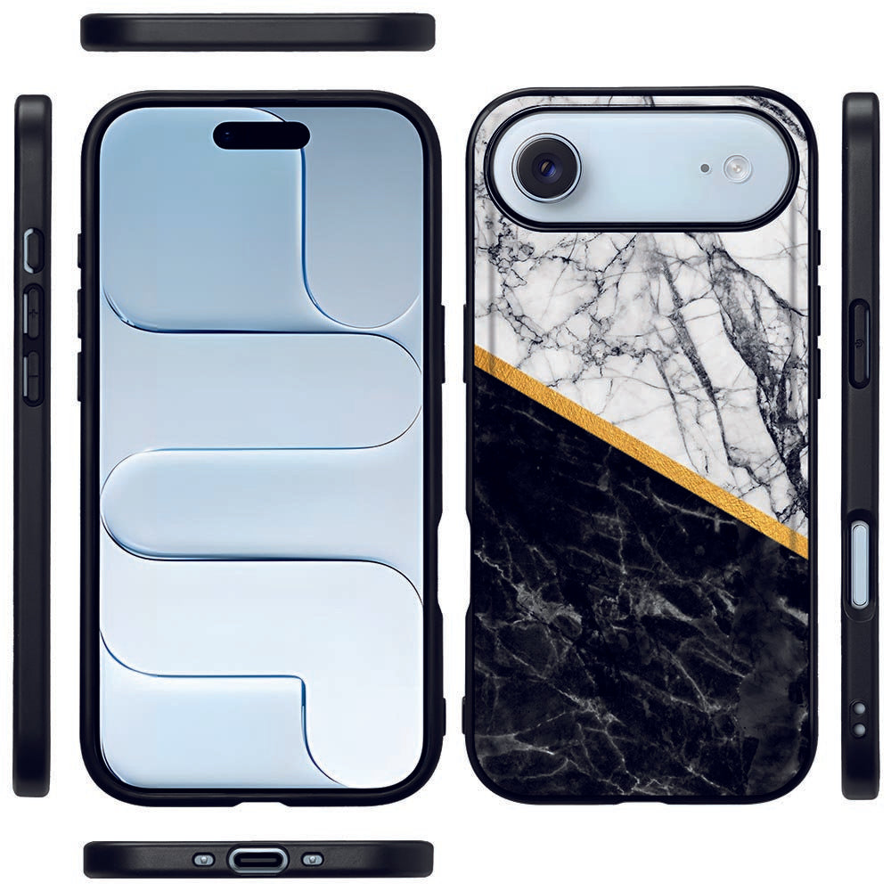 Apple iPhone Air Beschermhoes Marble White Black zijkant boven onder