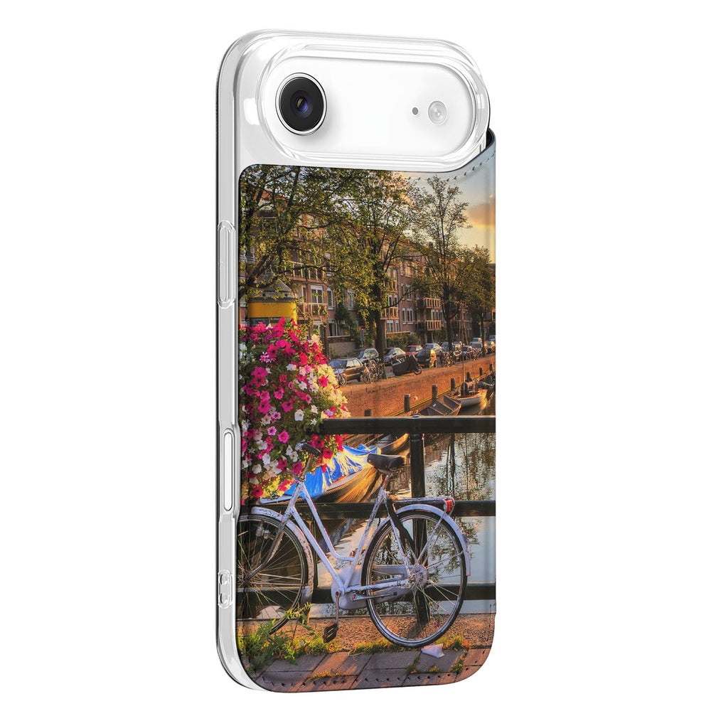 iPhone Air Book Case Amsterdamse Grachten boekcase met fiets bloemen grachten