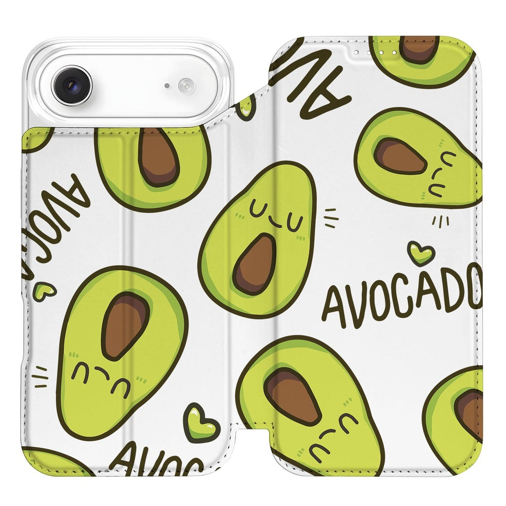 Apple iPhone Air Book Wallet Case Avocado Singing design avocados view
