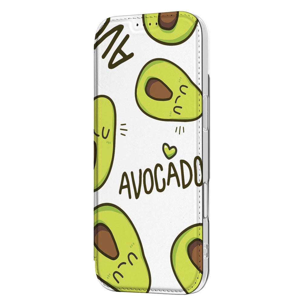 Apple iPhone Air Book Wallet Case Avocado Singing ontwerp avocado's op witte achtergrond