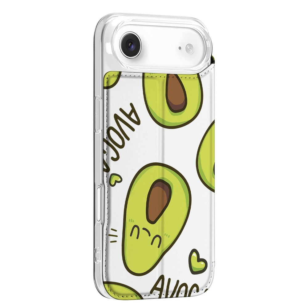 Apple iPhone Air Book Wallet Case Avocado Singing design avocado zijkant