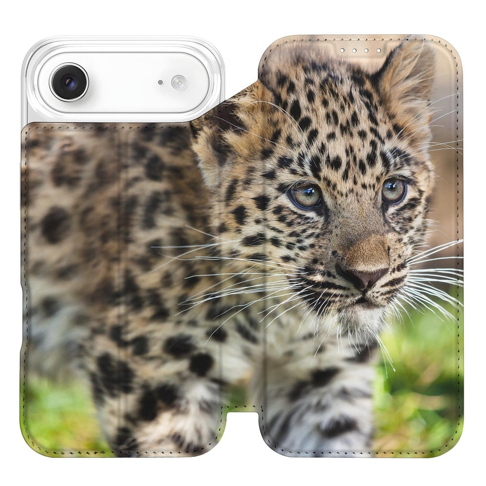 Apple iPhone Air Standcase Hoesje Baby Luipaard design baby luipaard vooraanzicht