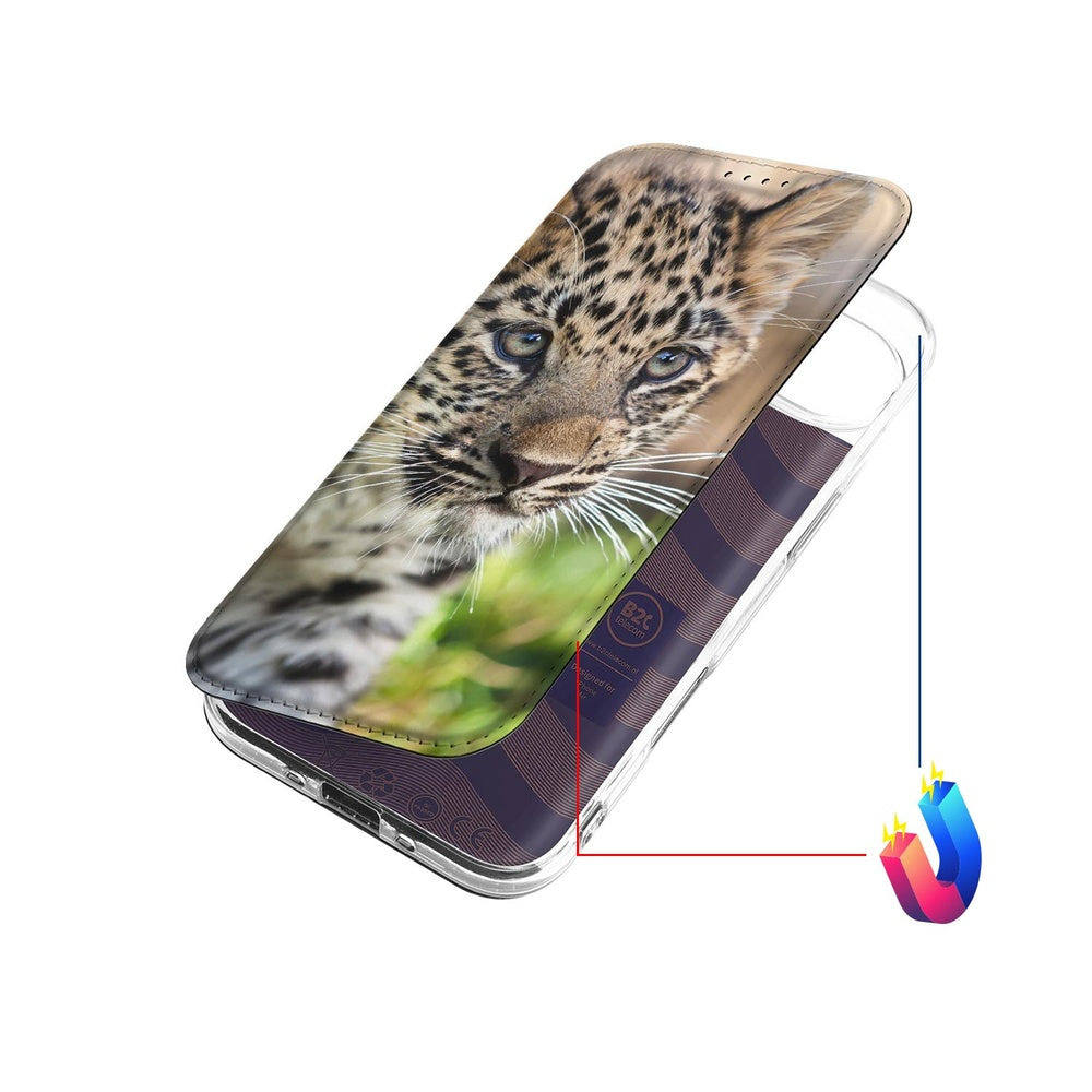 Apple iPhone Air Standcase Hoesje Baby Luipaard design leopard aanzicht