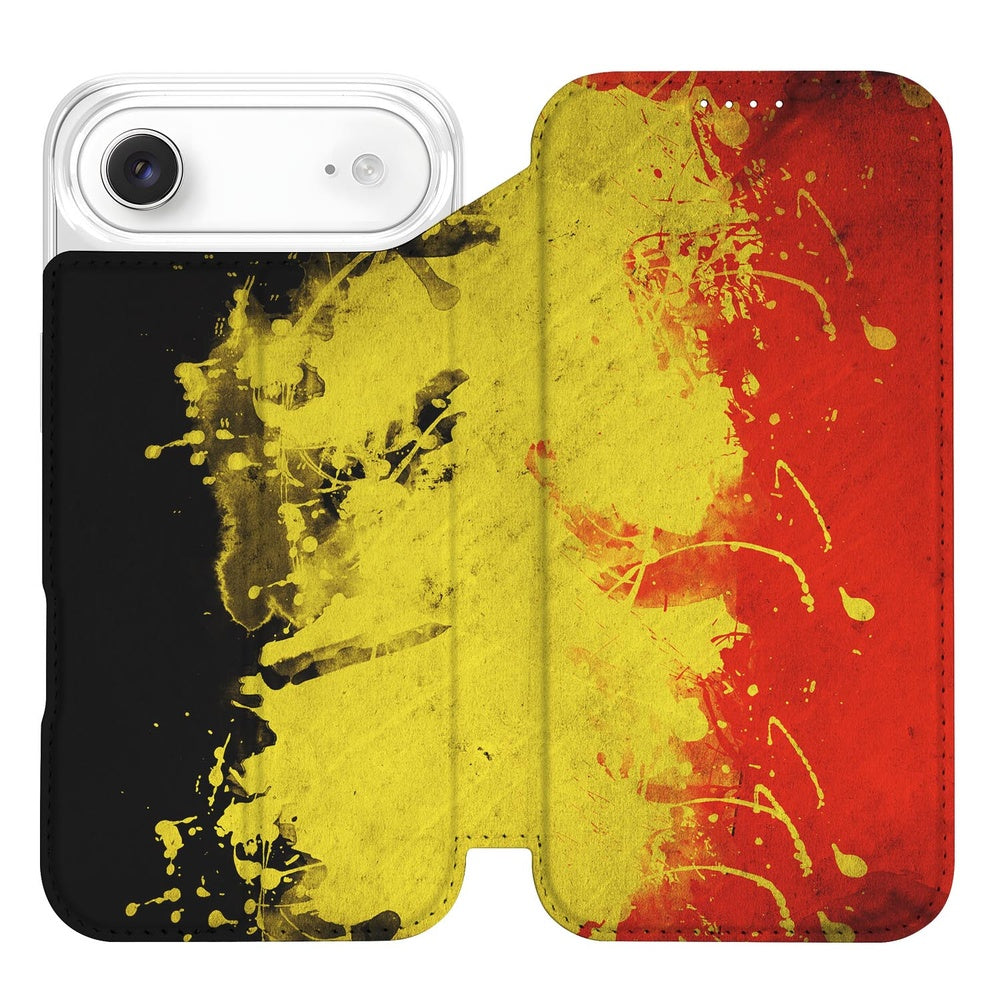Apple iPhone Air Book Case Belgie standcase zwart geel rood