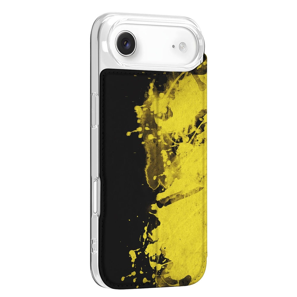Apple iPhone Air Book Case Belgie standcase zwart geel aanzicht