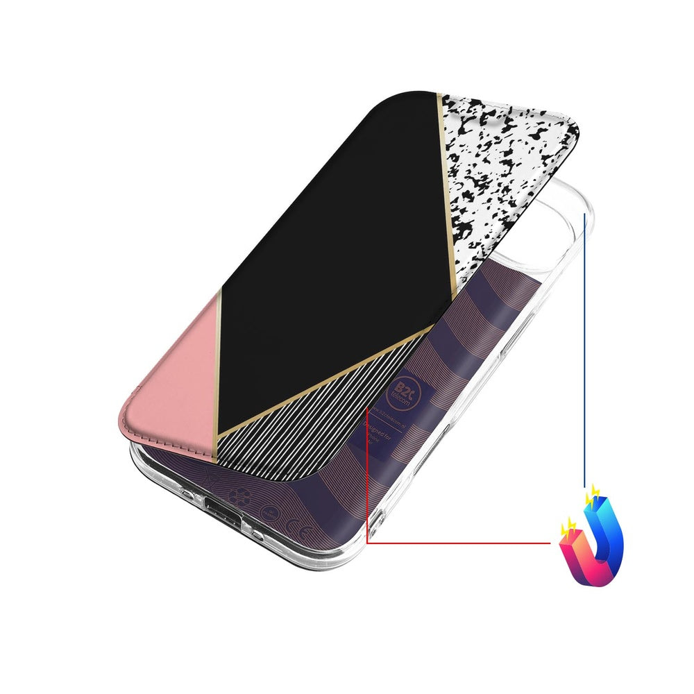 Apple iPhone Air Telefoonhoesje Black Pink Shapes achterkant design