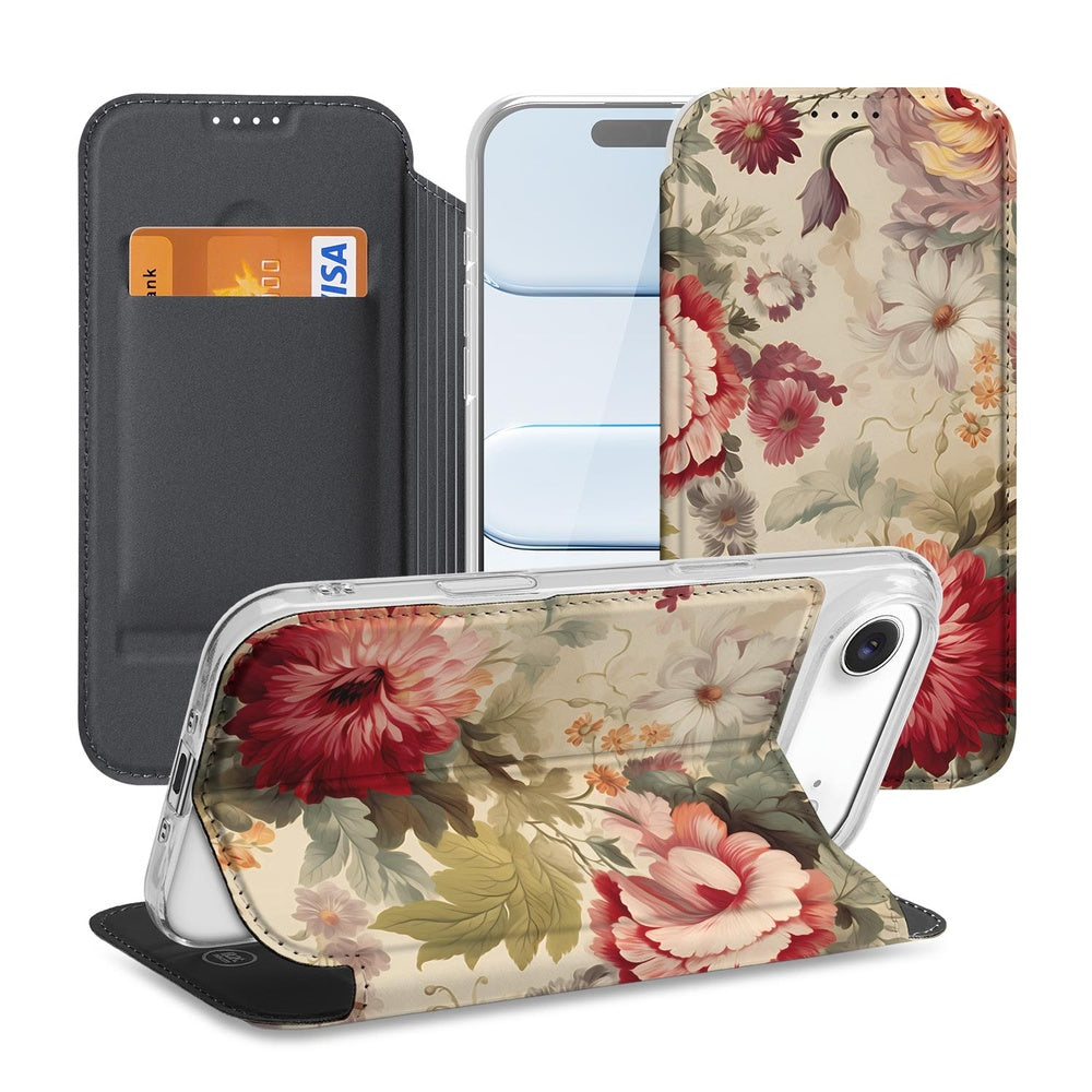 Apple iPhone Air Book Wallet Case Bloemen bloemenprint vooraanzicht