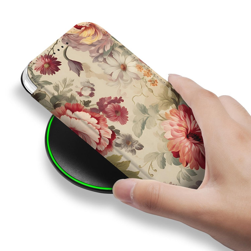 Apple iPhone Air Book Wallet Case Bloemen bloemenprint hand oplader