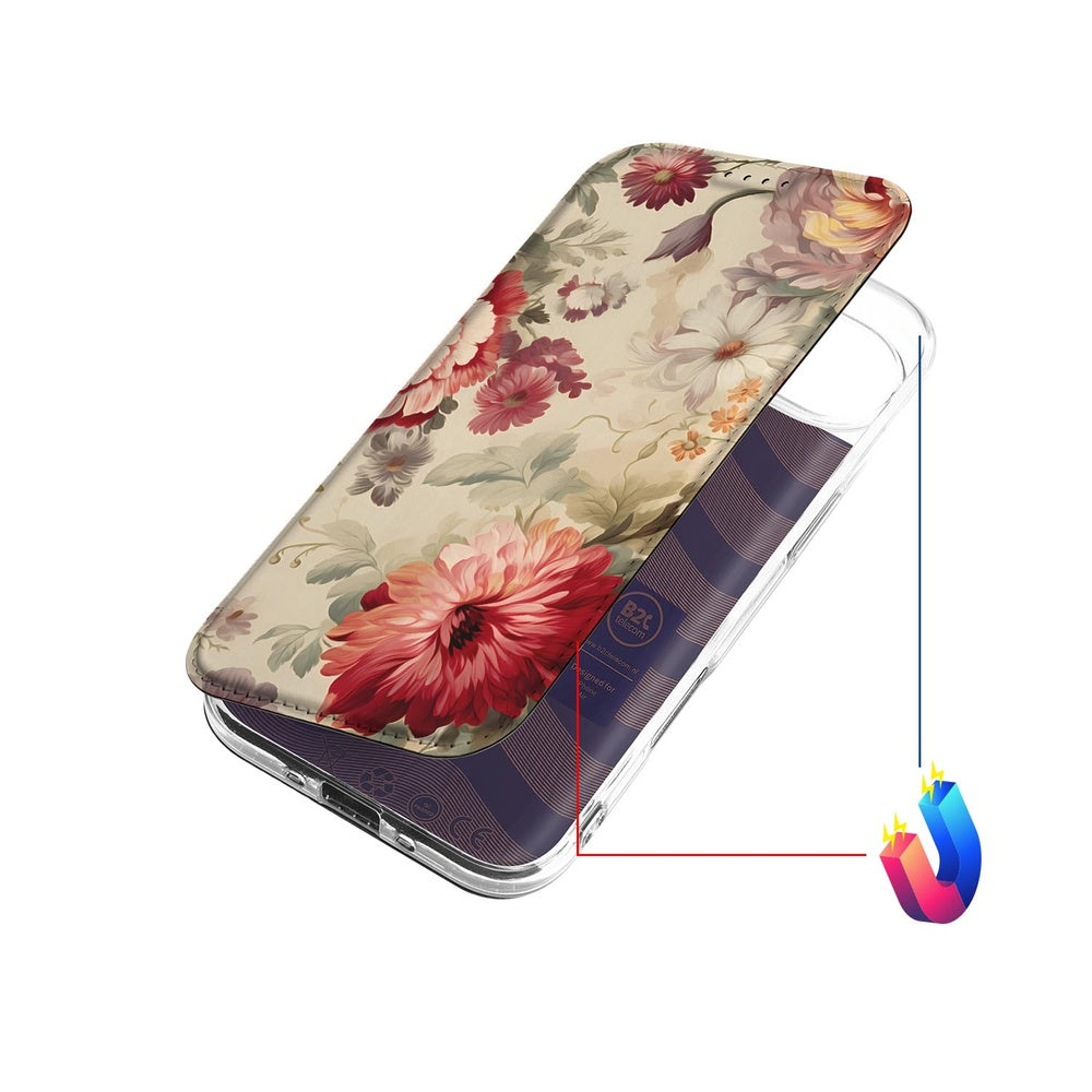 Apple iPhone Air Book Wallet Case Bloemen bloemenprint design aanzicht