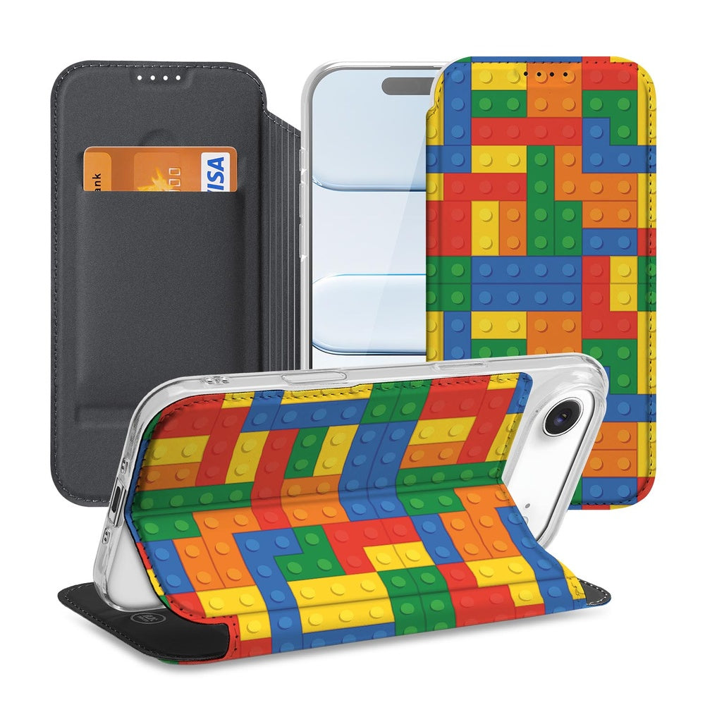 Apple iPhone Air Flip Style Cover Blokken design kleurrijk blokken vooraanzicht