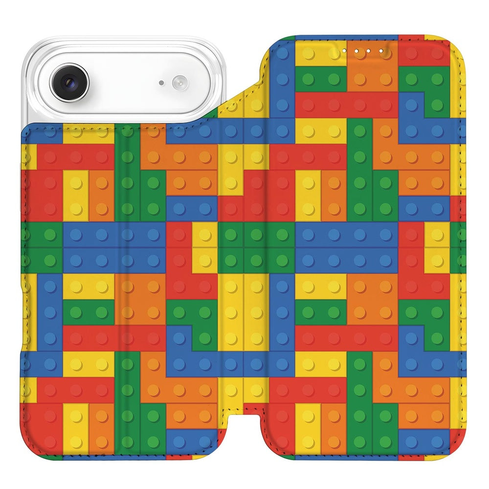 Apple iPhone Air Flip Style Cover Blokken hoesje kleurrijk blokken design voorkant
