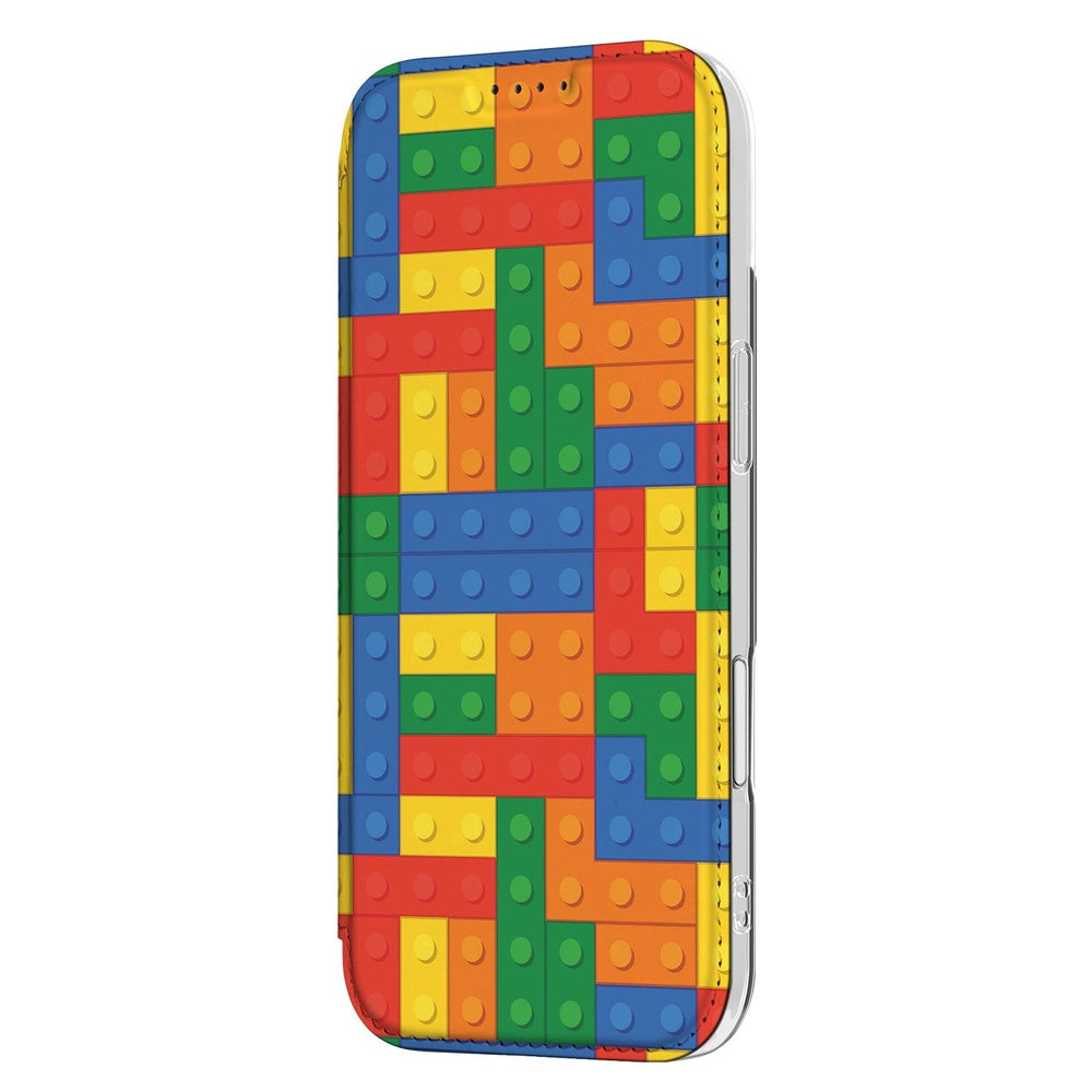 Apple iPhone Air Flip Style Cover Blokken design kleurrijk blokken aanzicht