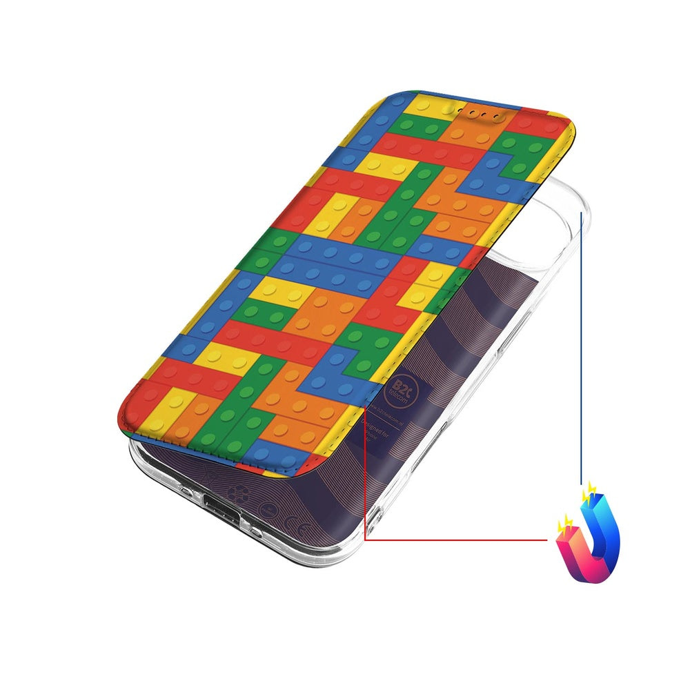 Apple iPhone Air Flip Style Cover Blokken kleurrijk blokken ontwerp achteraanzicht