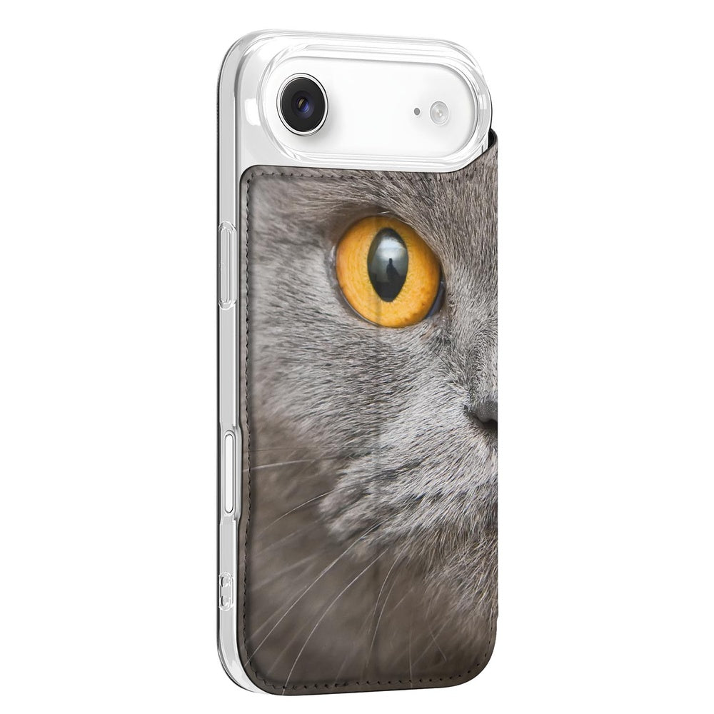 Apple iPhone Air Bookcase Britse Korthaar hoesje grijze kat detail