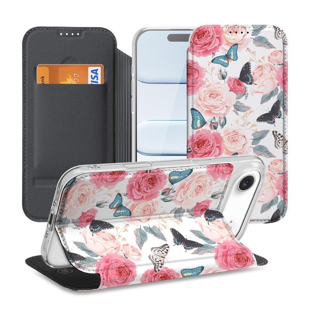 Apple iPhone Air Telefoonhoesje Butterfly Roses telefoonhoesje bloemen vlinders voorkant achterkant