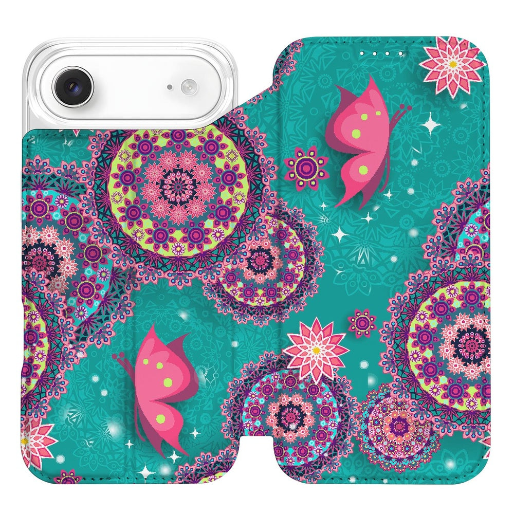 Apple iPhone Air Book Wallet Case Cirkels en Vlinders front view