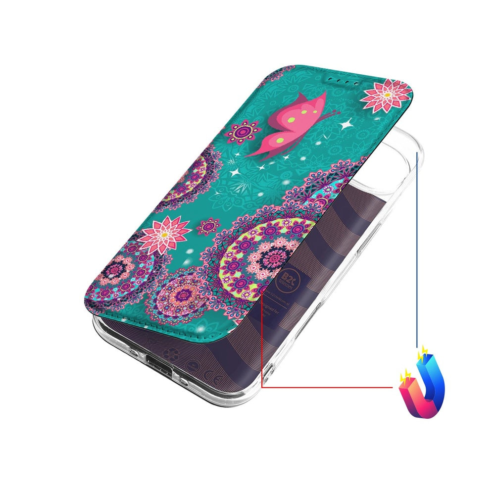 Apple iPhone Air Book Wallet Case Cirkels en Vlinders designnaam bovenaanzicht