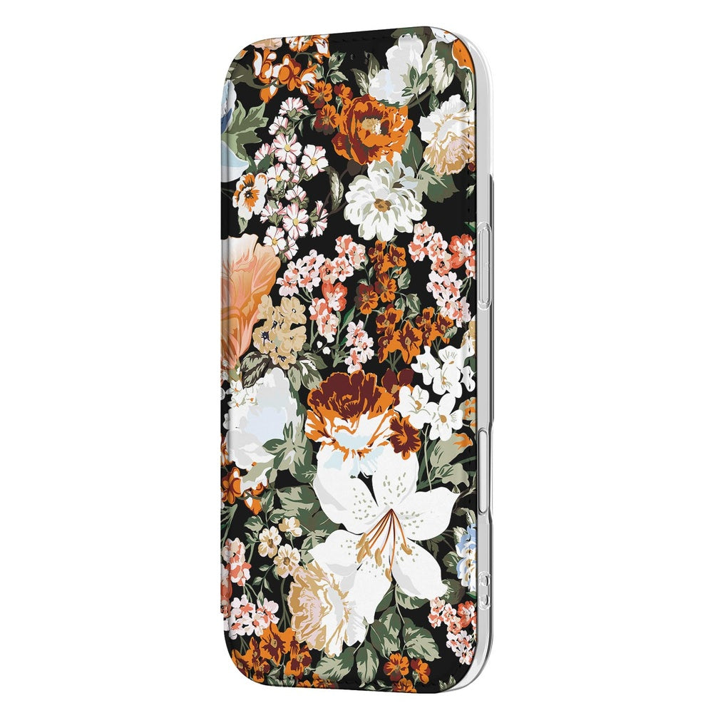 Apple iPhone Air Flip Style Cover Dark Flowers bloemen zwart