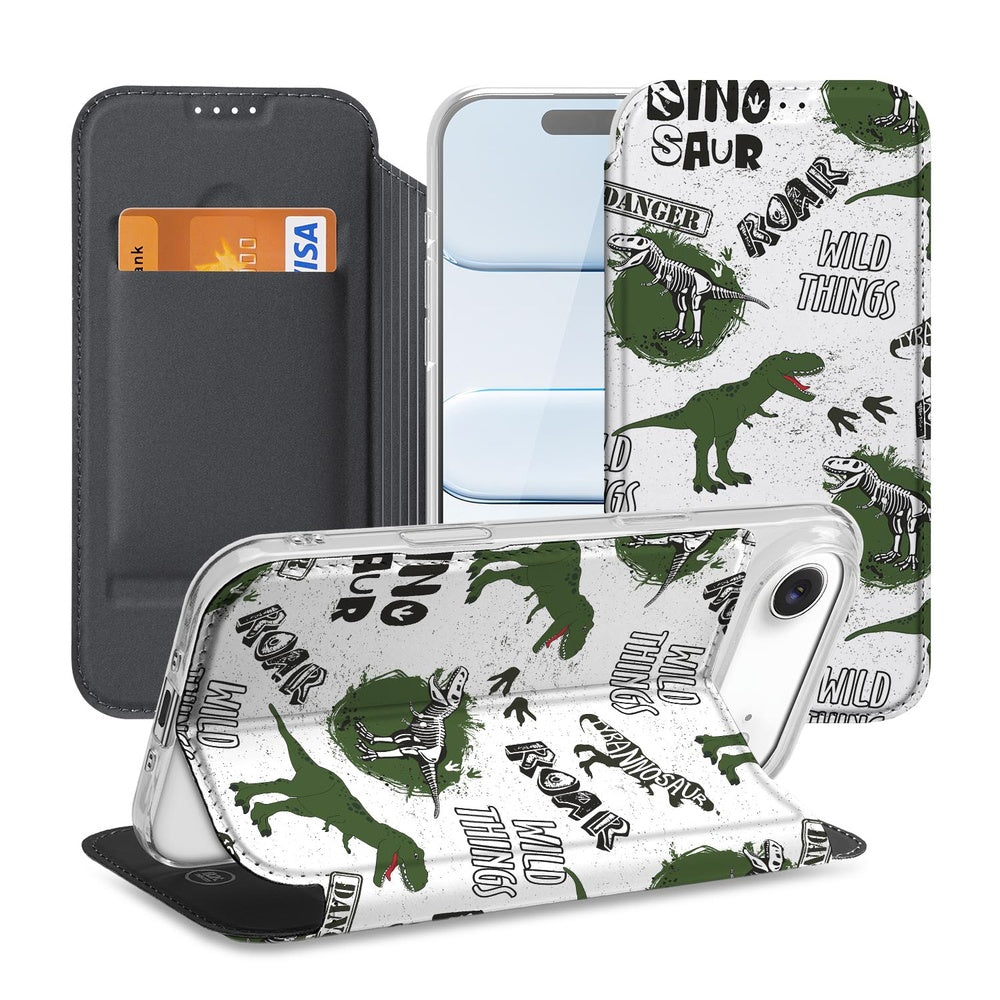 Apple iPhone Air Standcase Hoesje Dinosaurus design dinosaurus print aanzicht