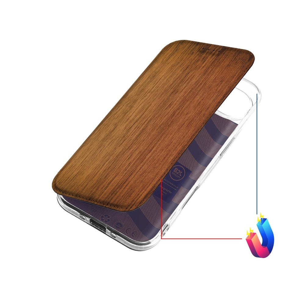 iPhone Air Smart Cover Hoesje Donker Hout design donker hout aanzicht boven