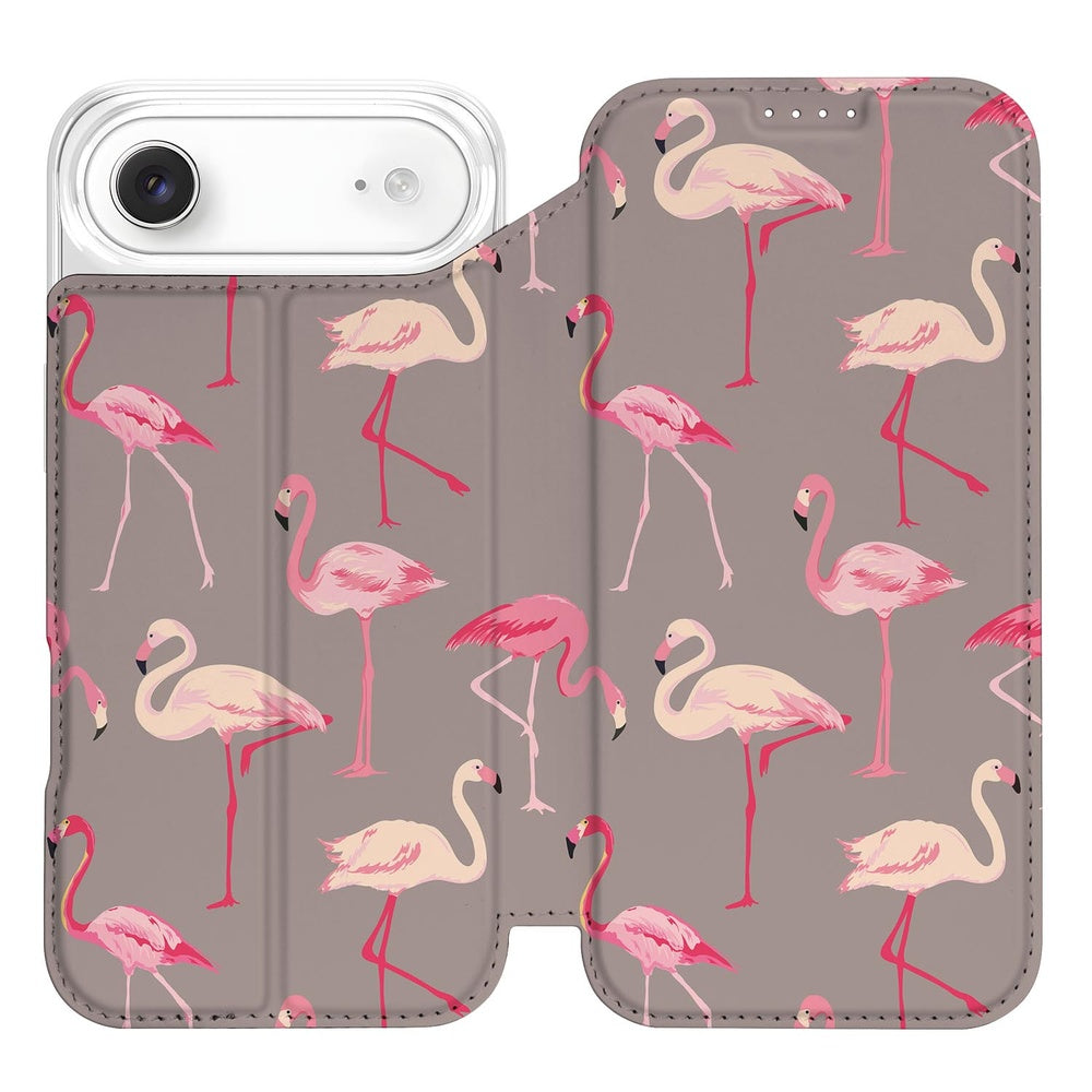 Apple iPhone Air Flip Style Cover Flamingo design flamingo roze taupe