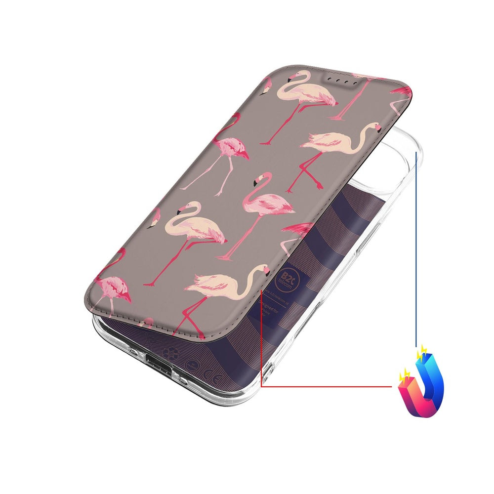 Apple iPhone Air Flip Style Cover Flamingo hoesje design flamingo aanzicht