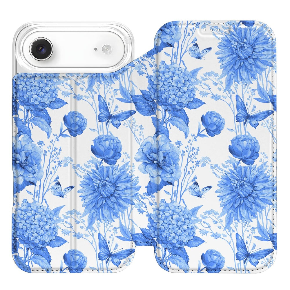 Apple iPhone Air Smart Cover Hoesje Flowers Blue design bloemen blauw aanzicht