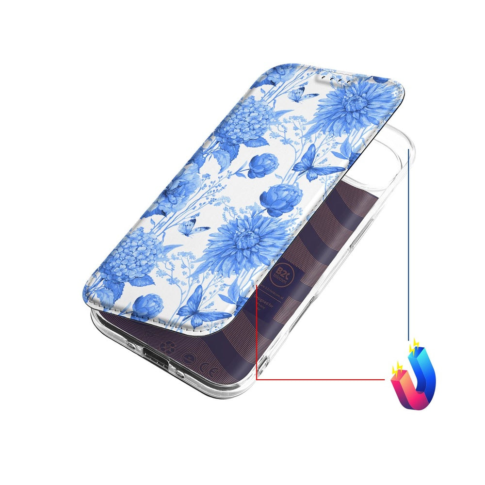 Apple iPhone Air Smart Cover Hoesje Flowers Blue hoesje bloemen blauw aanzicht