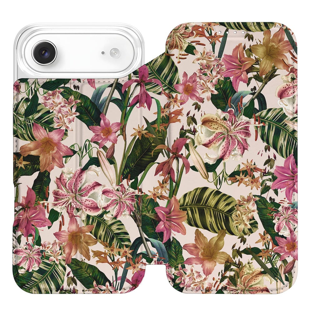 Apple iPhone Air Standcase Hoesje Flowers bloemenprint design zijkant